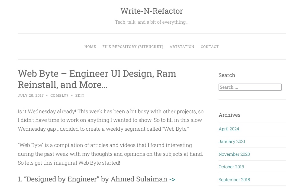 Screenshot of Web Byte - Engineer UI Design Ram Reinstall and More... - Write-N-Refactor